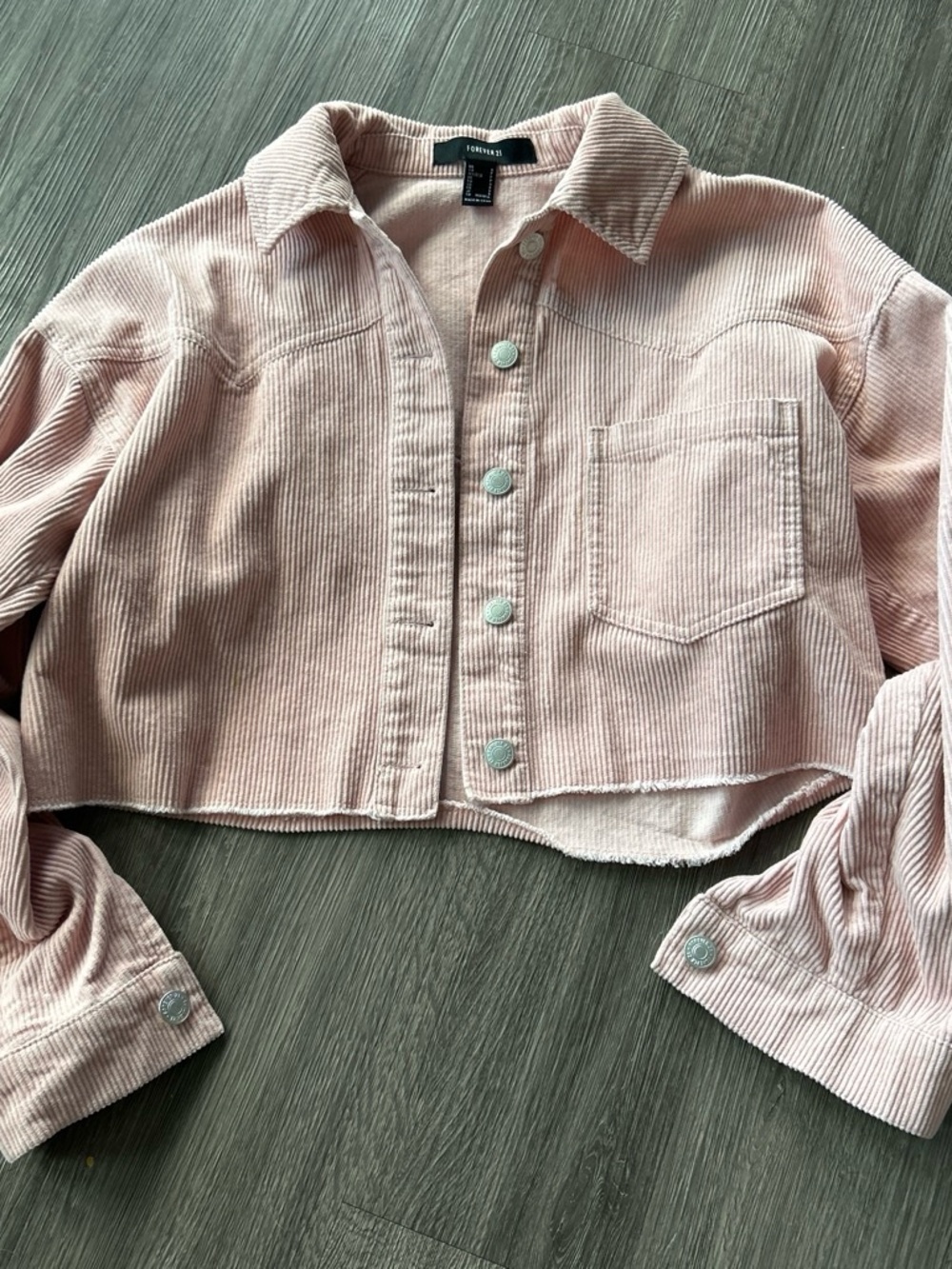Forever 21 Blush Pink Cropped Corduroy Jacket